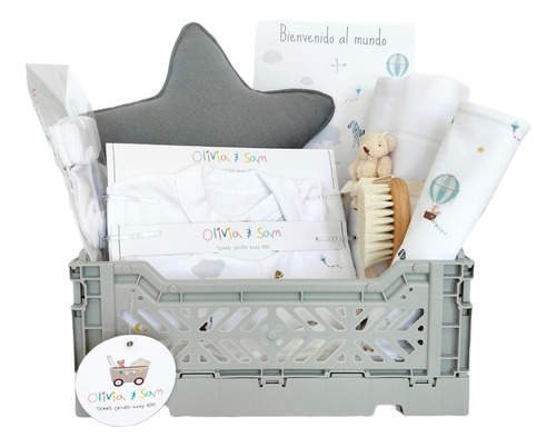 Caja Regalo Baby Shower Bienvenido Al Mundo Con Accesorios