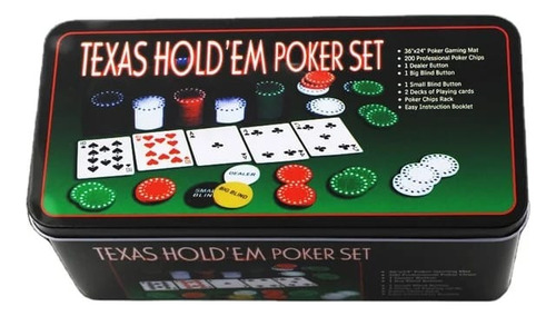 Set Poker Juego De Mesa 200 Fichas + Naipes Y Mantel