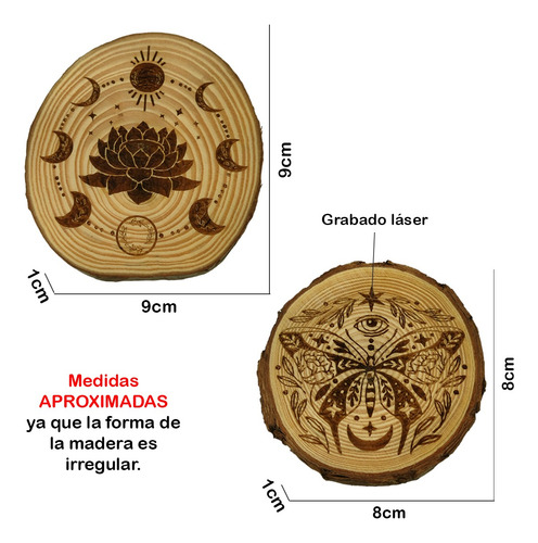 Porta Incienso Artesanal De Madera Grabado Láser 2pz