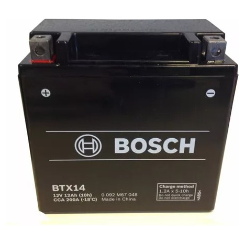 Bateria Moto  Bosch Btx14 (12v 12ah) Cca 200a  (-18°c)