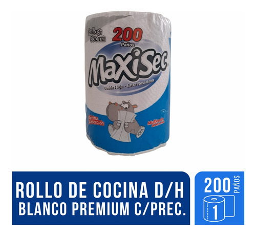 Rollo De Cocina Doble Hoja Maxisec X 200 Paños