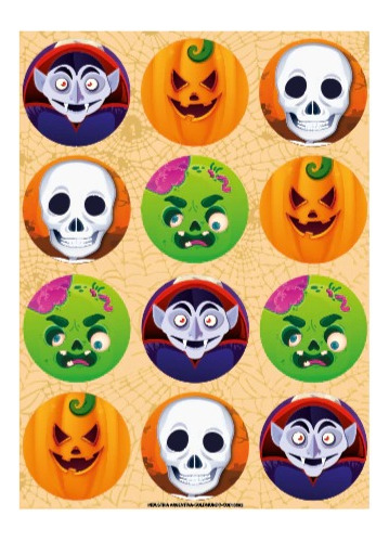 Plancha De Stickers Personajes Halloween