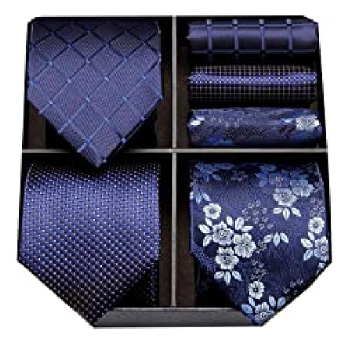 Corbatas Hisdern  Para Hombre Azul Marino Corbata Extra Larg