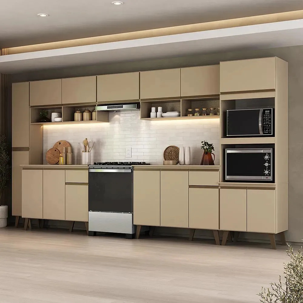 Armário De Cozinha Completa Atlanta Full Carraro Amêndoa Amêndoa