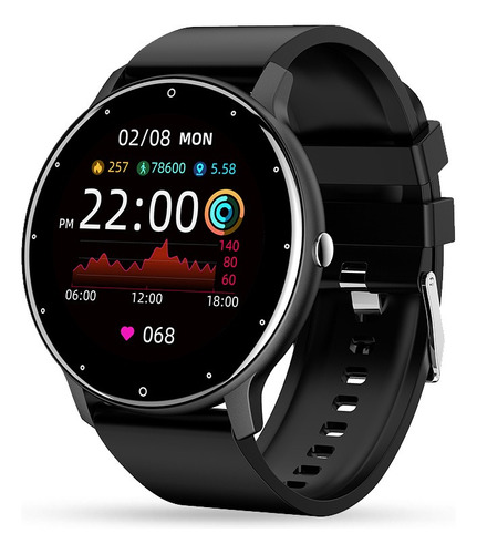 Smartwatch Zl02 Caja Negra Malla Negra De Silicona Bisel 