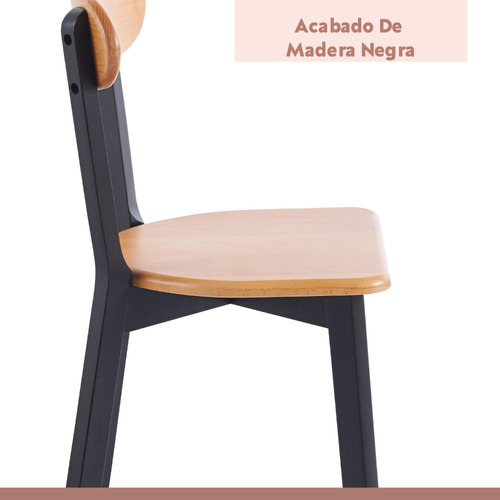 Pack De 2 Sillas Fresno De Madera - Negra
