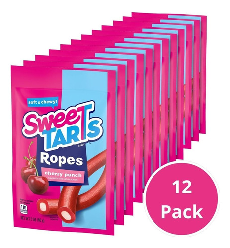 Sweetarts Ropes Cherry Punch 85g (paquete De 12 Piezas)