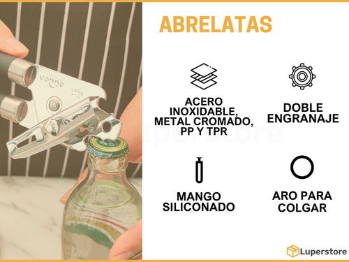 Kit X3 Utensilios Prensa Ajo, Abrelatas Y Cortador De Pizza