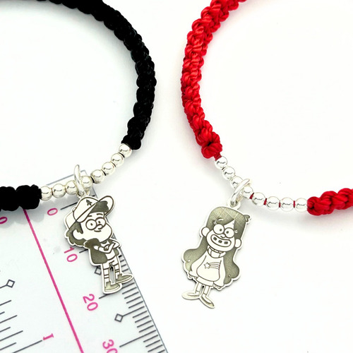Pulseras Ajustables Dipper Mabel Gravity Falls Plata Sw925