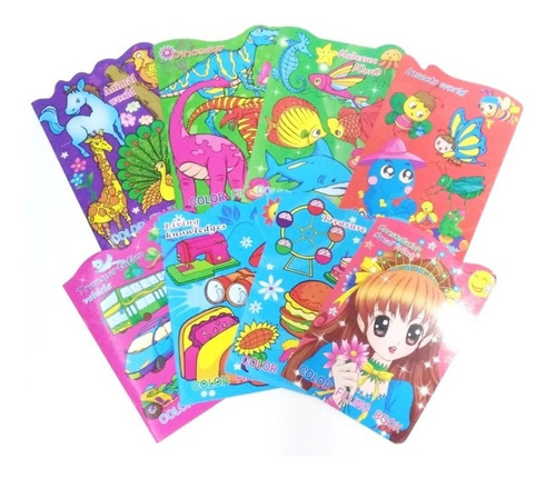 Libro Para Colorear Con Stikers X 8 Unidades Motivos Varios