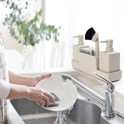 Dispensador De Jabón De Cocina De 4 Piezas Con Beige