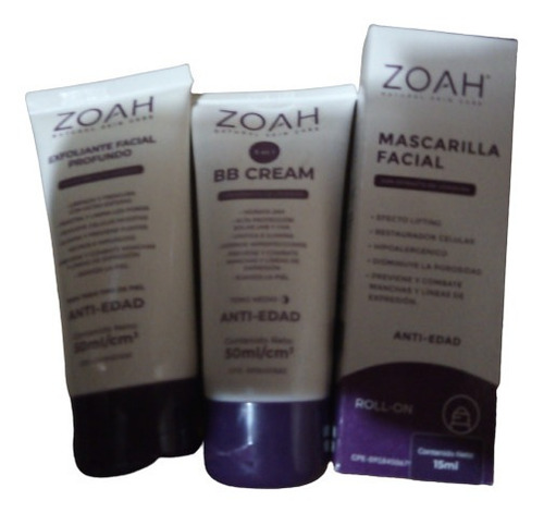 Combo Kit Zoah Antiedad X3 Exfoliante+ Mascarilla + Bb Cream