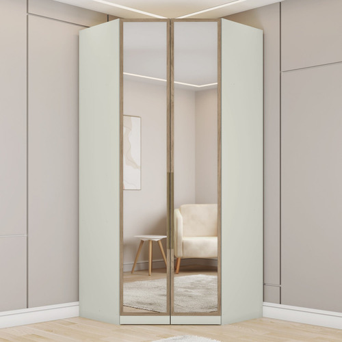 Guarda Roupa Canto Closet Modulado 2 Portas Com Espelho 3
