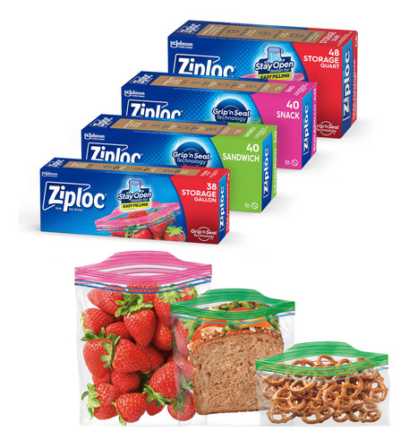 Paquete Variado De Bolsas Ziploc Para Almacenamiento De Alim