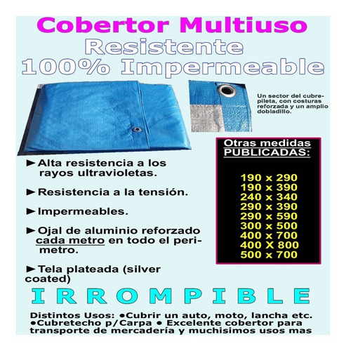 Imagen 4 de 7 de Cubrepileta Cobertor De Rafia De 190 X 290 Irrompible