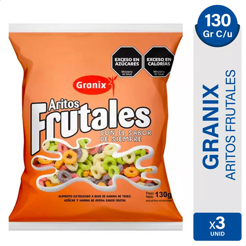 Aritos Frutales Granix Cereal Bajo En Sodio Pack X3 Unidades