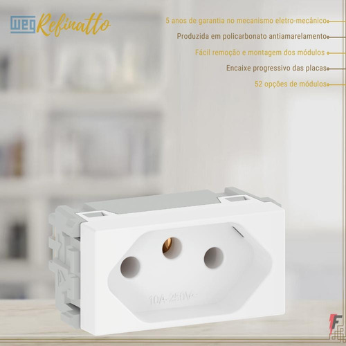 Imagem 2 de 5 de Modulo Tomada De Energia Refinatto 10a Weg Branco