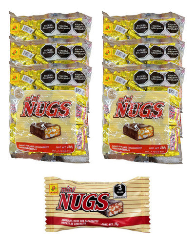 Mini Nugs Chocolate 72pz Con Caramelo Cacahuate De La Rosa E