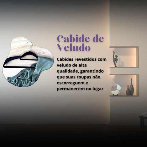 Juego De 3 Perchas De Terciopelo Ultrafinas Con Hombreras