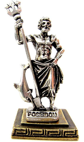 ~? Antigua Estatua Griega En Miniatura De Zamac De Poseidón