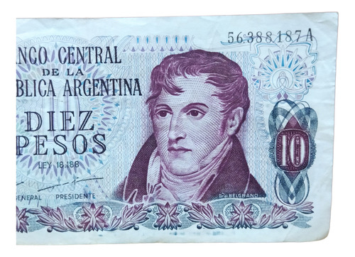 Antiguo Billete 10 Pesos Ley Argentina 1971 Bott 2339