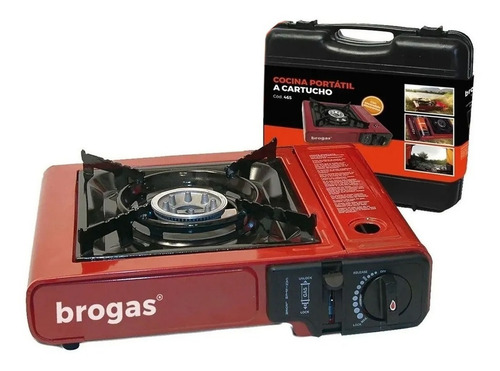Calentador de Camping Brogas 465 Portátil Color Rojo con Maletín