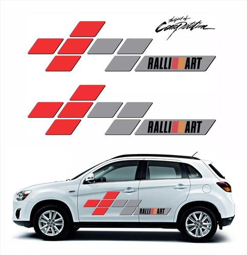 Adesivo Faixa Para Mitsubishi Asx Ralliart Competition 13802 Cor Cinza/vermelho