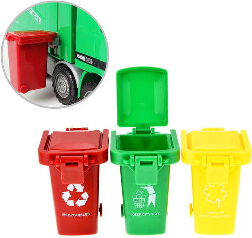 Juego 3 Contenedores Reciclaje Basura Complemeto De Camiones