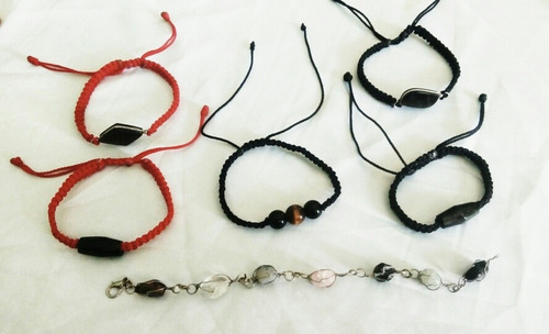 Imagen 3 de 5 de Pulsera De Piedra Obsidiana C/n Hilo (protección)