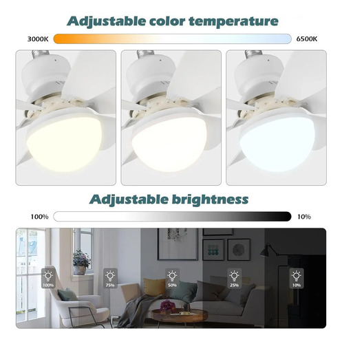 Ventilador De Techo Led De 3 Modos, Lámpara Silenciosa Moder