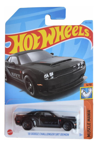 Coche De Juguete Hot Wheels Dodge Challenger Srt Demon Negro