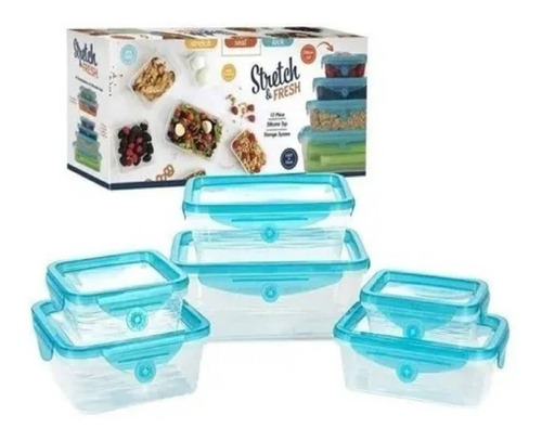 Set De Tupper Hermético 12 Piezas Fresh And Stretch Bpa Free