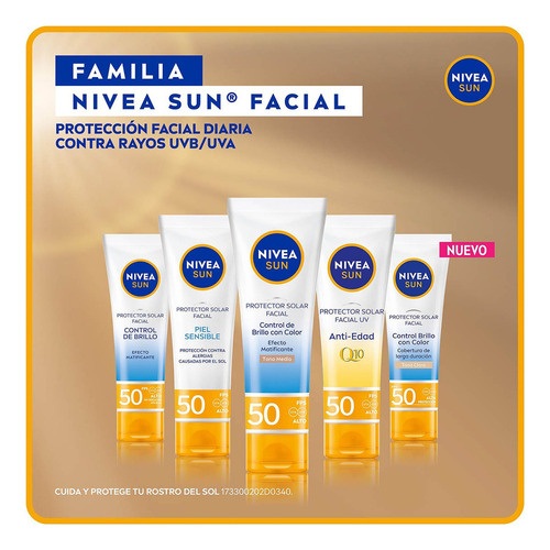 Protector Facial Nivea Sun Control De Brillo Tono Medio 50ml