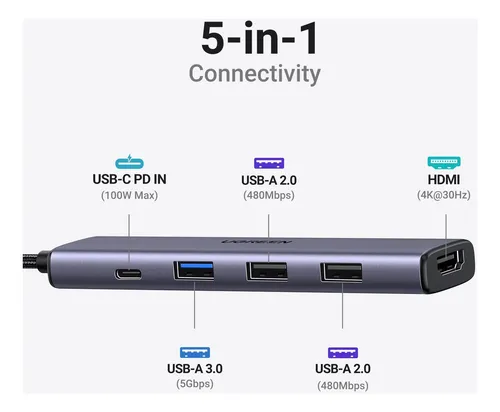 Revodok Hub Usb C 5 En 1 Con Hdmi 4k Ugreen