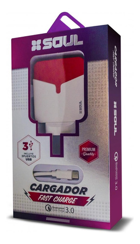 Cargador Soul Fast Charge Qualcomm 3.0 + Cable Typo C