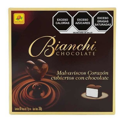 Malvavisco Corazón Con Chocolate Bianchi 50pza De La Rosa