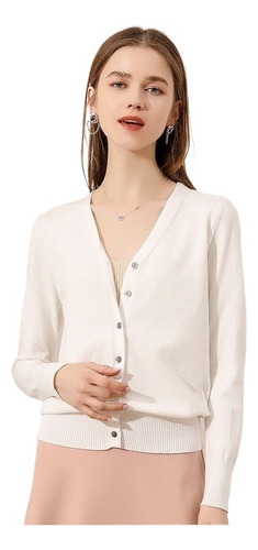 Sueter Sueter Mujer Moda Sueter Dama Abierto Botones Abrigo