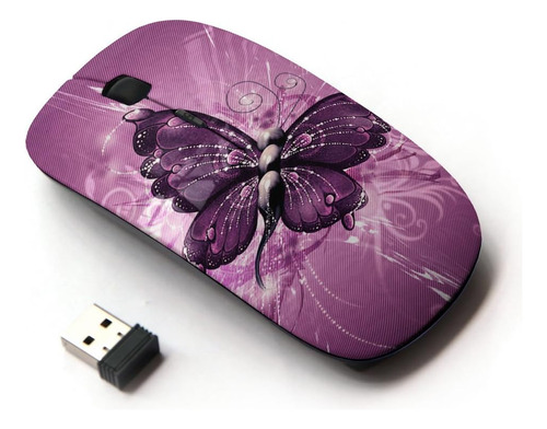 Kawaiimouse [óptico 2.4 g Mouse Inalámbrico] Mariposa Pintur