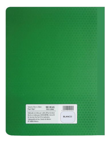 Cuaderno Profesional Blanco Cosido 100 Hojas 6-pack Ferrini Color Verde