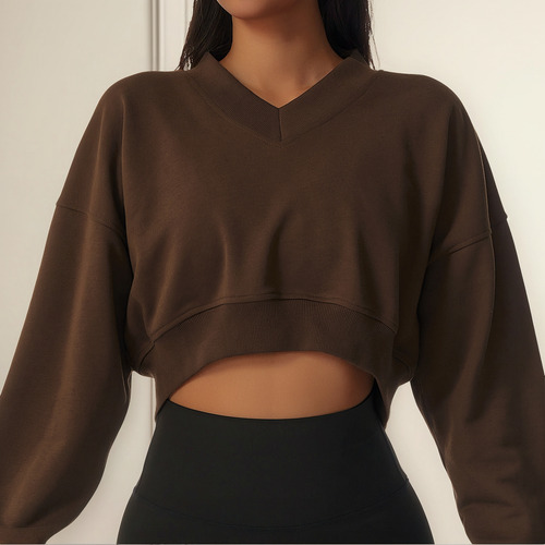 Top Tipo Jersey Casual Con Cuello En V A La Moda Para Mujer