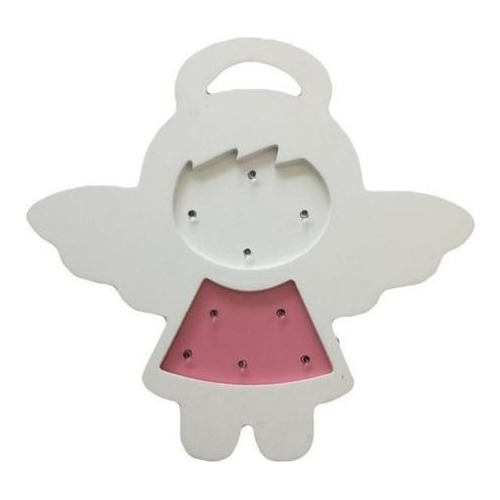 Luminária Decorativa Led Anjo Rosa 30x28 Cm - Madeira