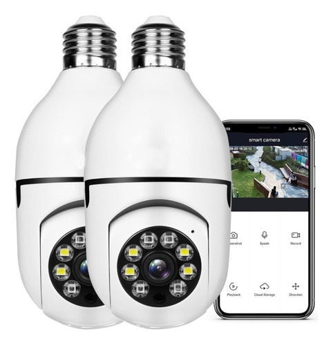 2pcs Cámara De Seguridad Wifi E27 Hd1080p Con Alarma Yilot