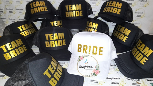 Gorra Despedida Solrera Team Bride Estampa Letras Doradas