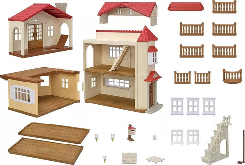 Sylvanian Families Casa Teçhado Vermelho Com Luzes E Sótão