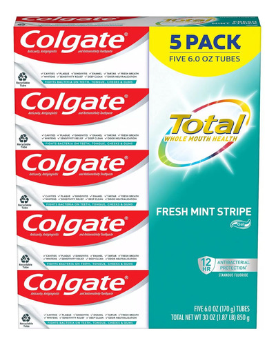 Crema Dental Colgate Total Fresh Mint Stripe (5pack 170gr)