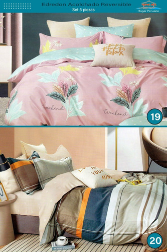 Edredon, Cobertor + Juego De Sabanas 2plz 5piezas Reversible