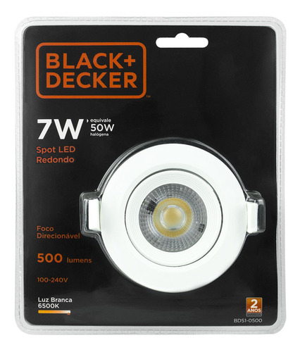 Kit 20 Spot Led 7w Branca Redondo - Black + Decker