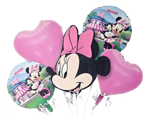 Set 5 Globos Diseño Cara Minnie Mouse