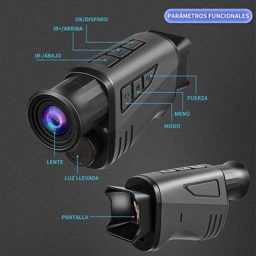 Monocular Visión Nocturna 16x Zoom Infrarrojo 300m, 1080p Hd Video/grabación, Caza Camping Vigilancia, Portátil 165g, Batería Recargable