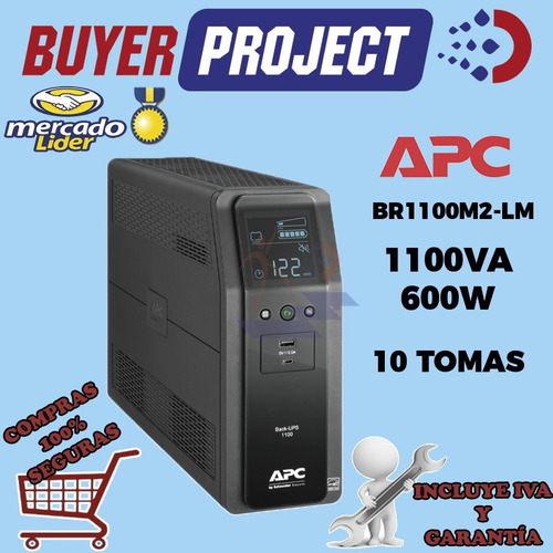 Ups Apc Br1100m2-lm 1100va 600w 10 Tomas Pantalla Lcd 120v